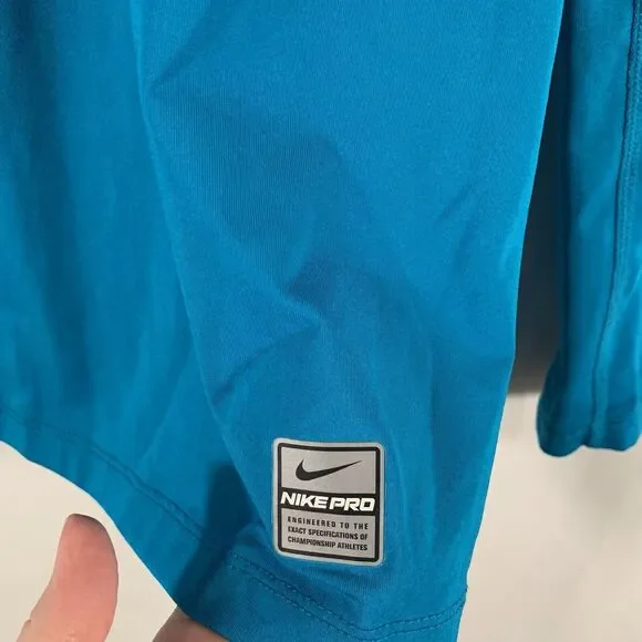 Nike Pro Shirt Women's Small Blue Vneck Long Sleeve Dri Fit Pullover - Picture 5 of 9